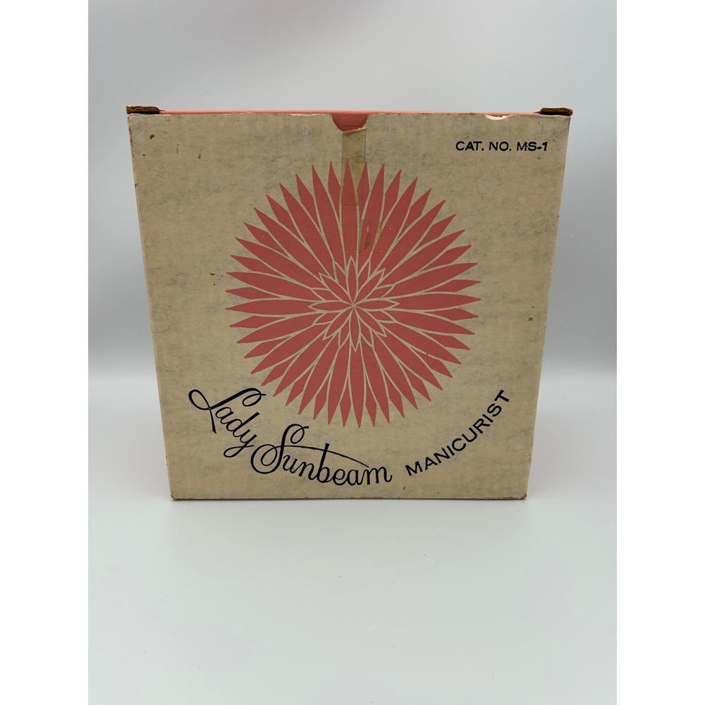 Vintage Lady Sunbeam Manicurist WORKS Electric Nail Care Set Pink MCM Box Manual
